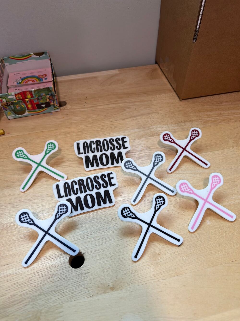 Lot of 8 Slightly Imperfect Lacrosse Themed Bogg Bag Charms
